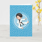 Black Hair Karate Boy Judo Martial Arts Karte (Gelbe Blume)