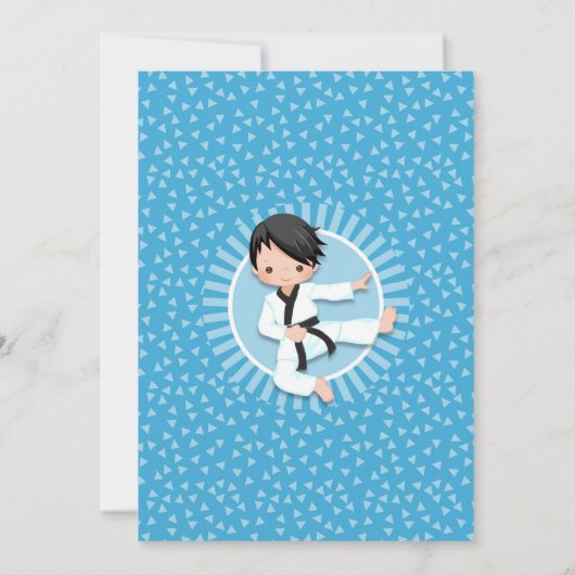 Black Hair Karate Judo Boys Einladung zum Geburtst (Rückseite)