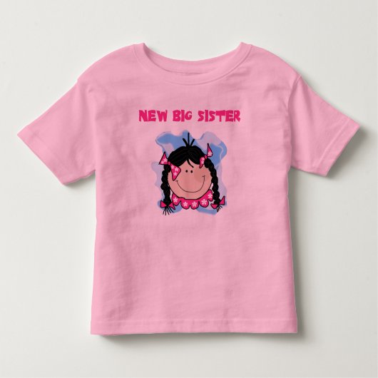 Black Hair New Big Sister Kleinkind T-shirt (Vorderseite)