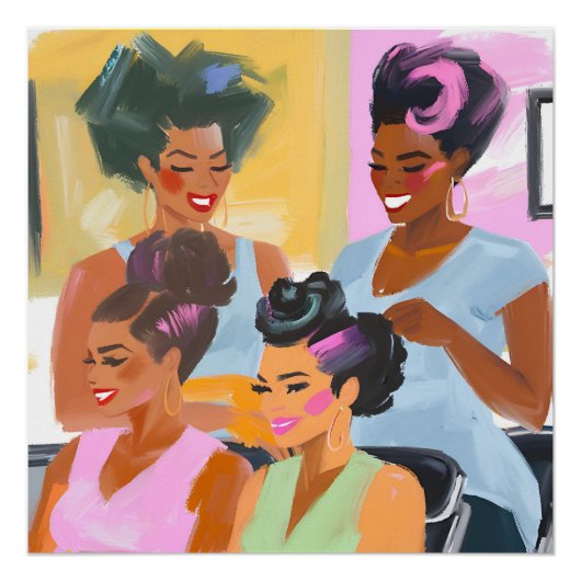 Black Hair Salon Art Poster (Vorderseite)