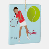 Black Hair Tennis Player Keramikornament (Rechts)
