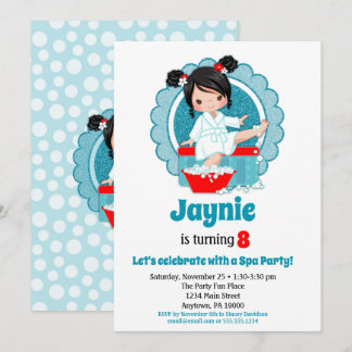 Black Hair Wellness-Center Party Girls Geburtstag Einladung