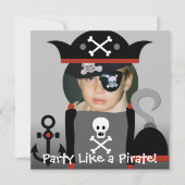 Black Haired Boy Party wie ein Pirate lädt ein Einladung (Vorderseite)