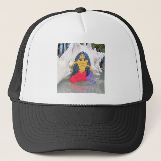 black haired mermaid hat truckerkappe (Vorderseite)