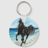 Black Hallion Arabian Pferd Schlüsselanhänger (Vorderseite)