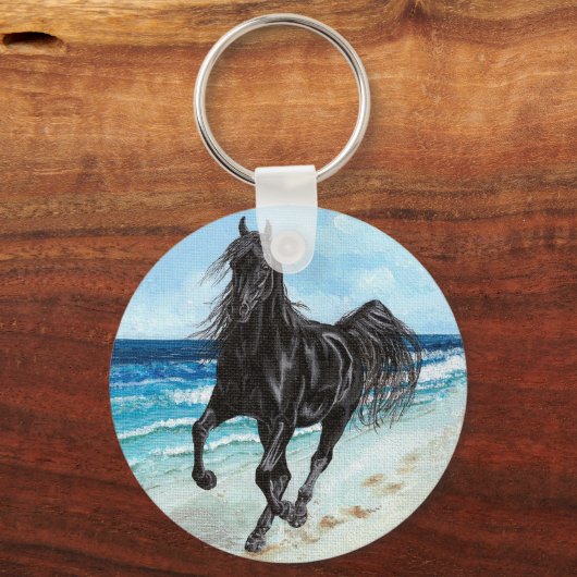 Black Hallion Arabian Pferd Schlüsselanhänger (Vorderseite)