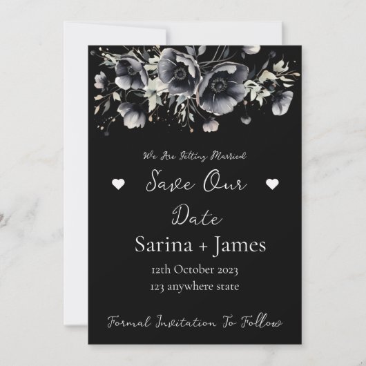 Black Halloween Autum Wedding Save the Date Einladung (Vorderseite)