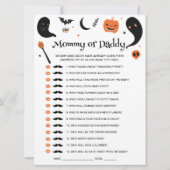 Black Halloween Baby Dusche Ratet Wer Game Card Einladung (Vorderseite)