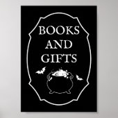 Black Halloween Baby Shower Bücher und Geschenke Poster (Vorne)