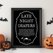 Black Halloween Baby Shower Spate Night Diapers Poster