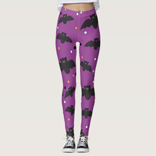 Black Halloween Bats Leggings (Vorderseite)