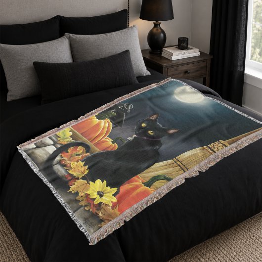Black Halloween Cat Decke