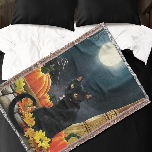 Black Halloween Cat Decke