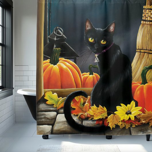 Black Halloween Cat Duschvorhang