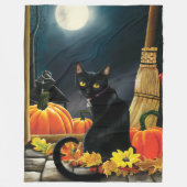 Black Halloween Cat Fleecedecke (Vorderseite)