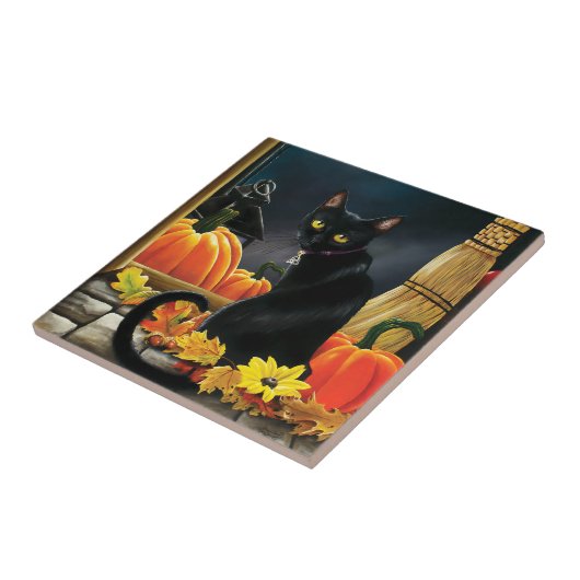 Black Halloween Cat Fliese (Seite)