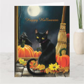 Black Halloween Cat Karte (Vorderseite)