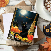 Black Halloween Cat Karte
