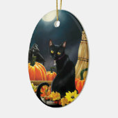 Black Halloween Cat Keramik Ornament (Links)