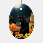 Black Halloween Cat Keramik Ornament (Vorne)