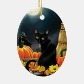 Black Halloween Cat Keramik Ornament (Hinten)