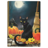 Black Halloween Cat Klemmbrett (Rückseite)