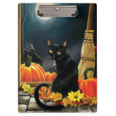 Black Halloween Cat Klemmbrett (Vorderseite)