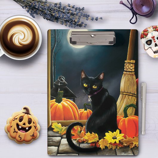 Black Halloween Cat Klemmbrett