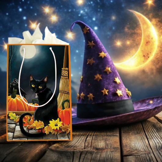 Black Halloween Cat Mittlere Geschenktüte