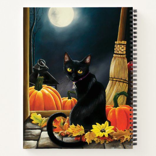 Black Halloween Cat Notizblock (Rückseite)