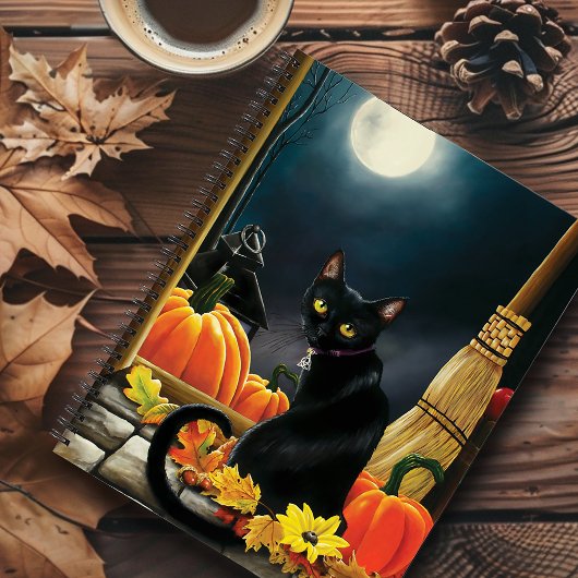 Black Halloween Cat Notizblock