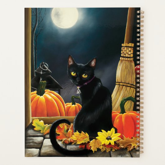 Black Halloween Cat Planer (Rückseite)