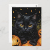 Black Halloween Cat Postkarte (Vorne/Hinten)
