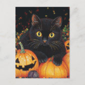 Black Halloween Cat Postkarte (Vorderseite)