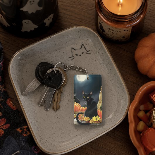 Black Halloween Cat Schlüsselanhänger