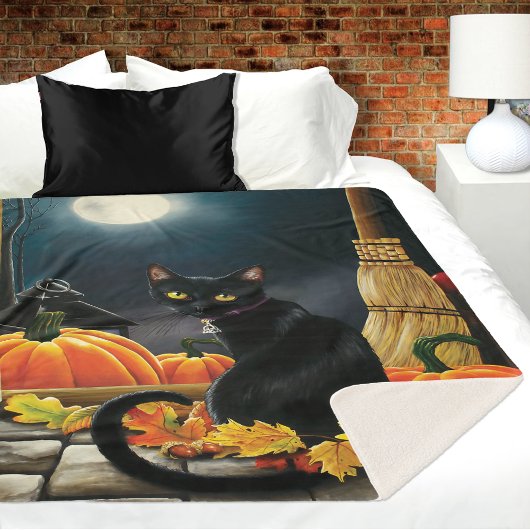 Black Halloween Cat Sherpadecke