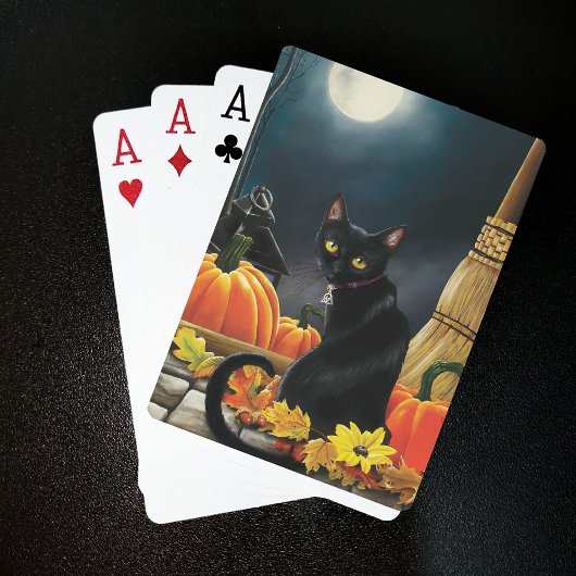 Black Halloween Cat Spielkarten