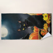 Black Halloween Cat Strandtuch (Vorderseite)