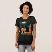 Black Halloween Cat T-Shirt (Vorne ganz)