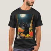 Black Halloween Cat T-Shirt (Vorderseite)