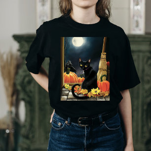 Black Halloween Cat T-Shirt