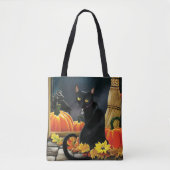 Black Halloween Cat Tasche (Vorderseite)