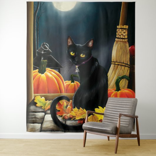 Black Halloween Cat Wandteppich (Beispiel)