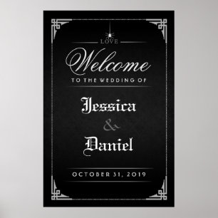 Black Halloween Gothic Spider Willkommen bei Hochz Poster