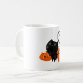Black Halloween Kitty Cat Kaffeetasse (Vorderseite Links)