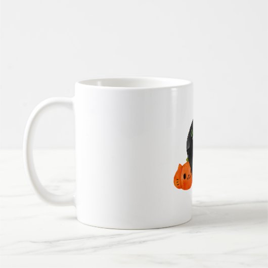 Black Halloween Kitty Cat Kaffeetasse (Links)