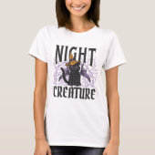Black Halloween Kitty Night Creature T-Shirt (Vorderseite)