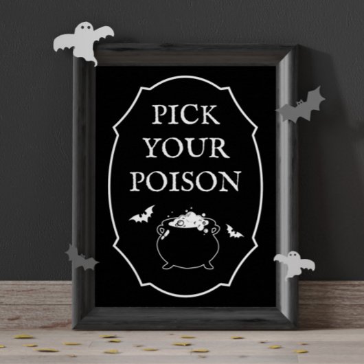 Black Halloween-Party Pick You Poison Poster