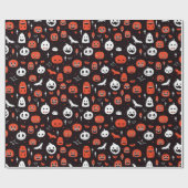 Black Halloween Pattern with pumpkins and ghosts Geschenkpapier (Flach)