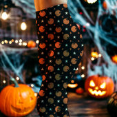 Black Halloween Pumpkins und Stars Leggings